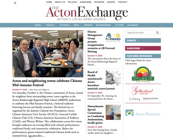 Acton Exchange website home page
